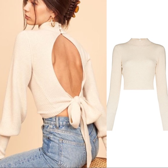 Reformation Ostrea open back cashmere sweater - Picture 3 of 15